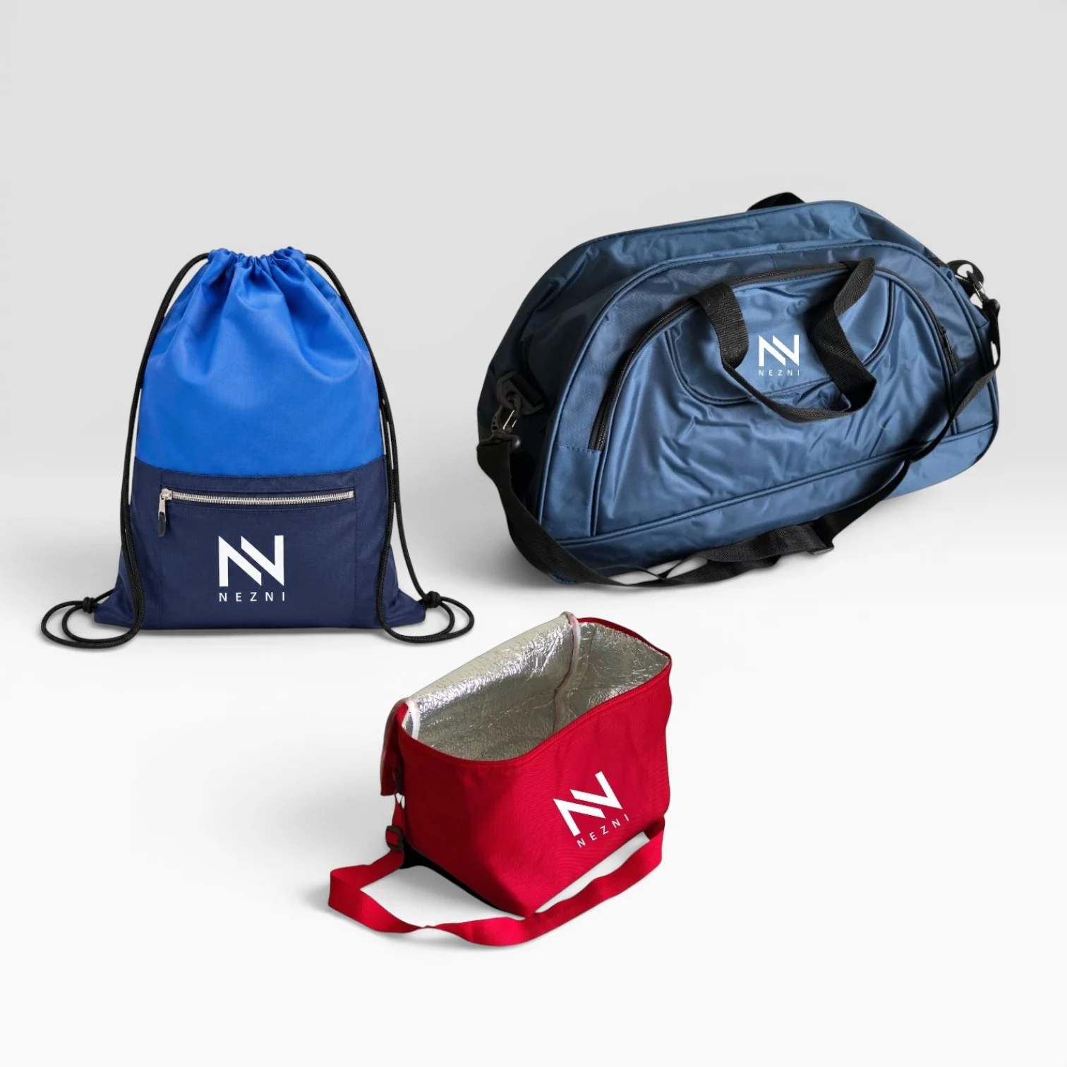 Custom-made backpack, polyester bag and cooler bag production examples.