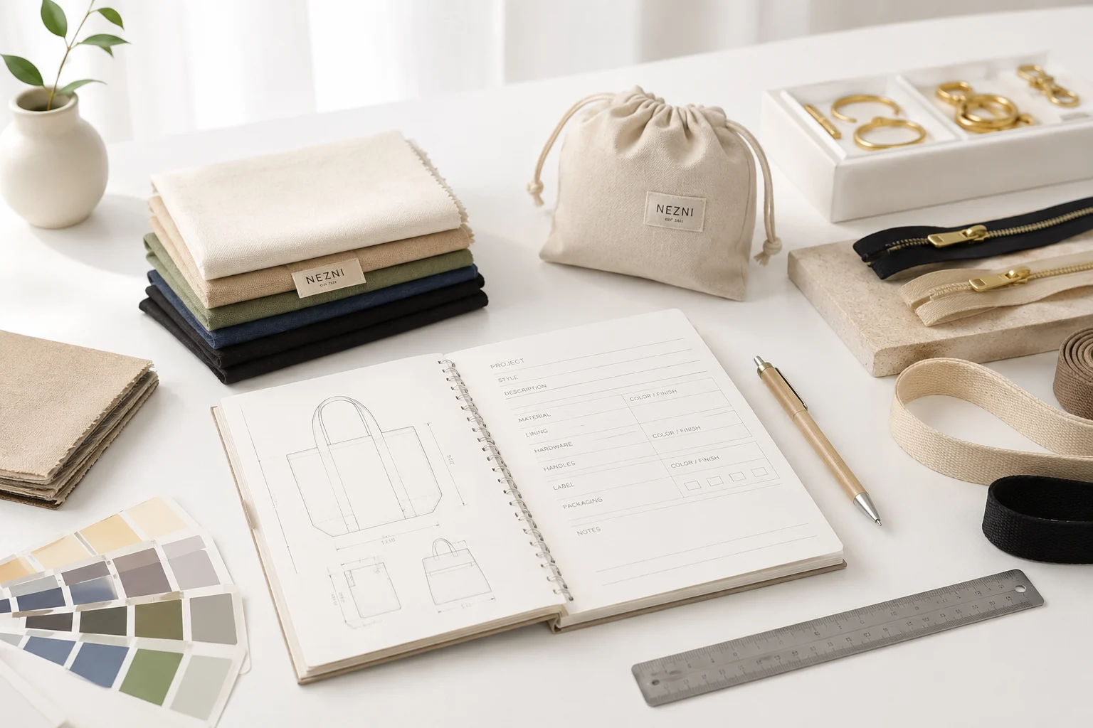 Custom bag project specification materials prepared for an RFQ