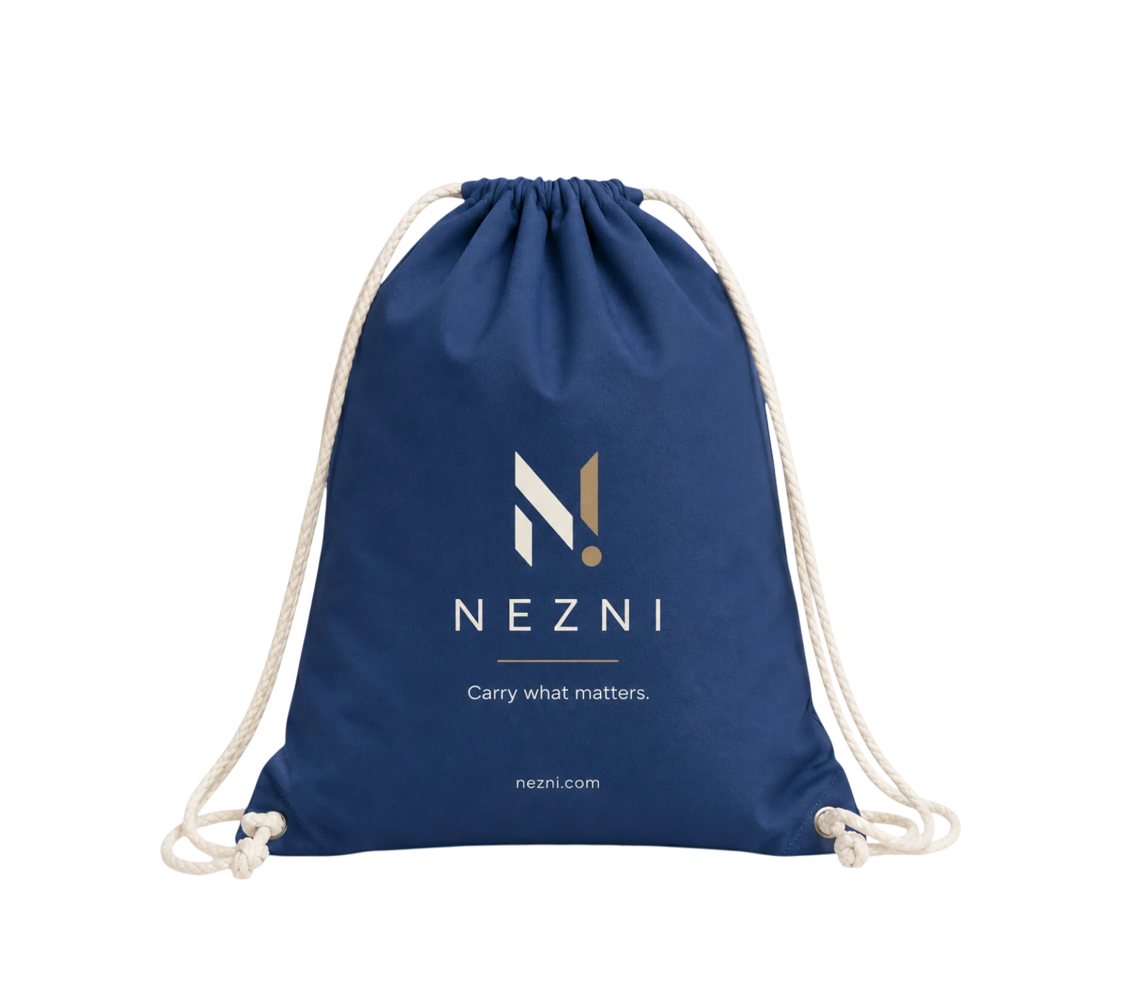 Drawstring bag showing cord closure and lightweight construction