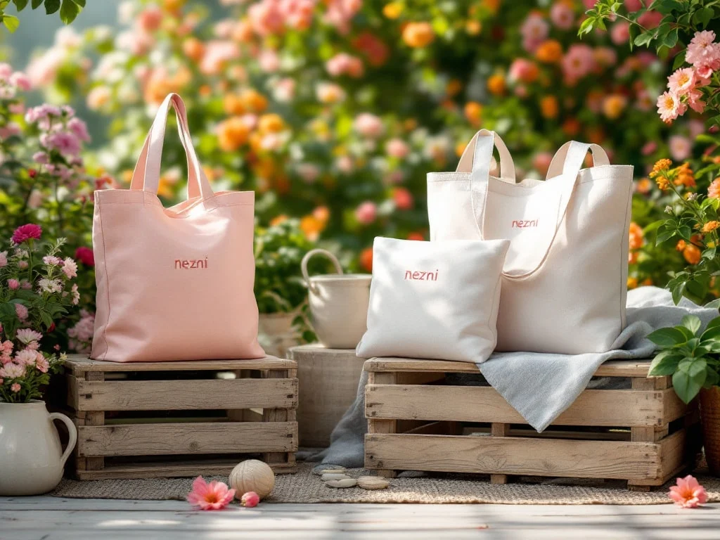 Canvas bag examples in a lifestyle setting