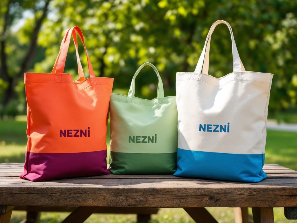 Structured canvas tote bags in different colour combinations