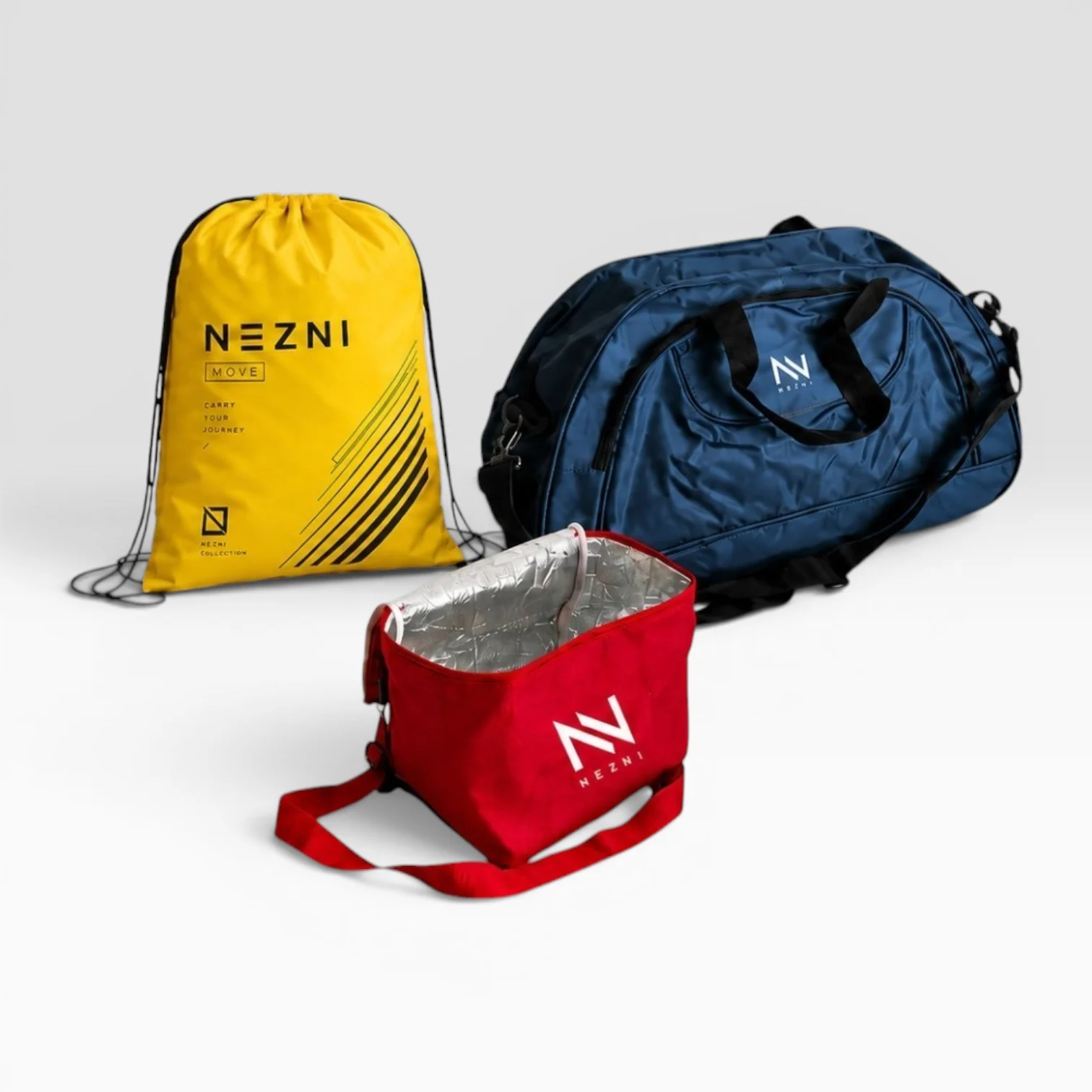 Polyester drawstring sports and cooler bag examples